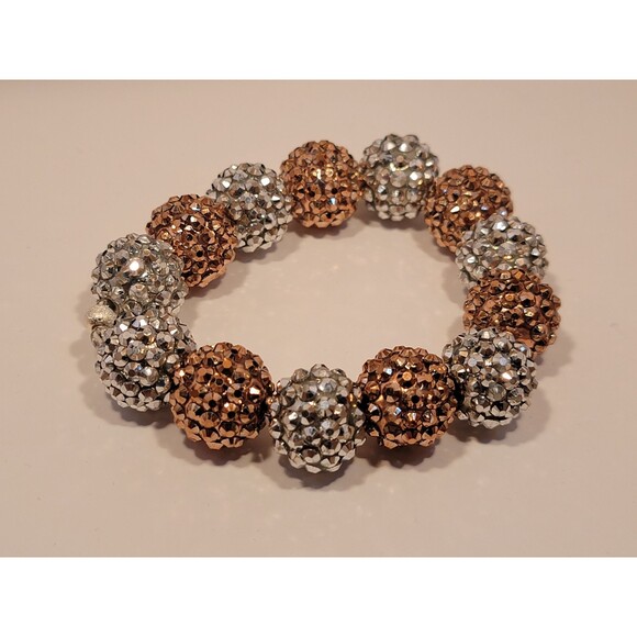 Handmade Brown and Silver Beaded Bracelet | Elegant Crystal Jewelry - Picture 1 of 2